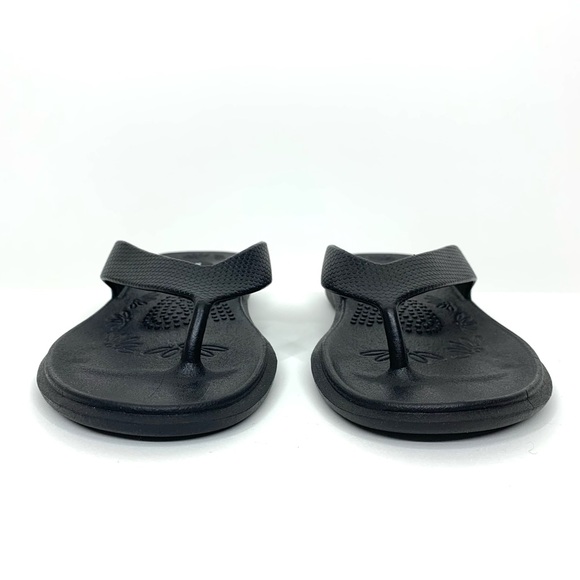 Okabashi Splash Solid Black Comfort Flip Flops Sandals Elevated Heel Size M/L - Picture 2 of 15
